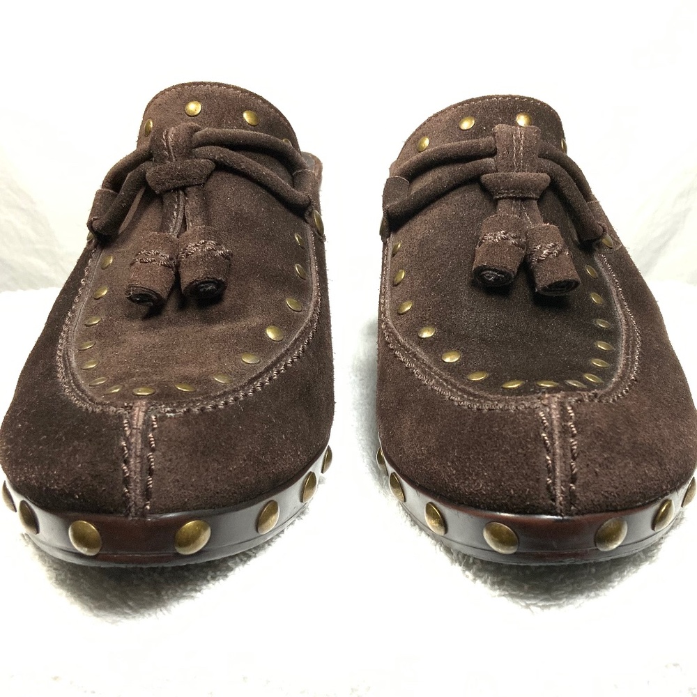 Stuart Weitzman Brown Studded Slip On Mules - 6.5 - Picture 4 of 14